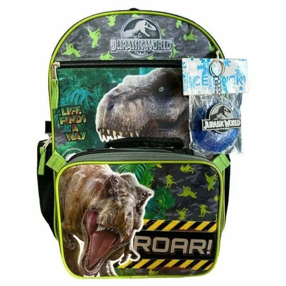 JURASSIC WORLD Pc Set 16 Backpack Lunch Box Water Bottle Ice